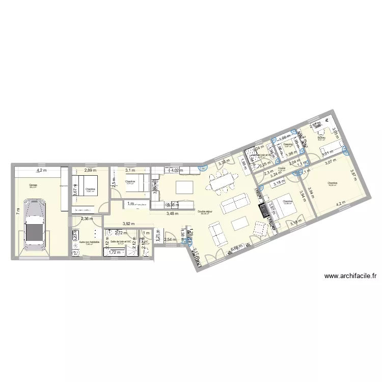 Cambremer plain-pied. Plan de 13  et 180 m²