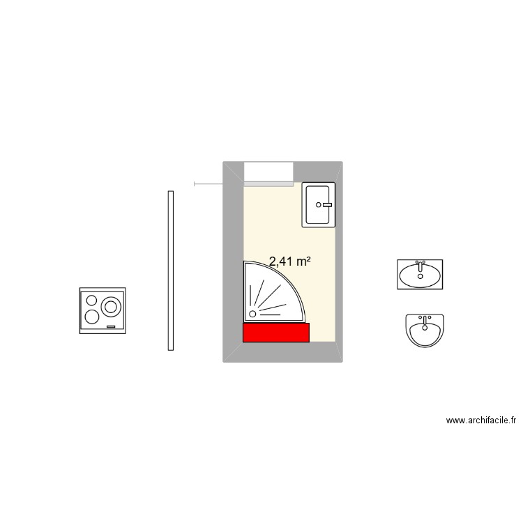 Salle d'eau Ranelagh. Plan de 1 pièce et 2 m2
