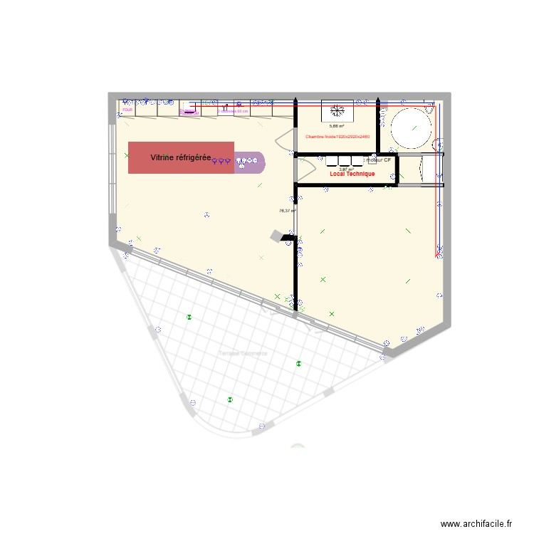 Local 10. Plan de 3 pièces et 86 m2