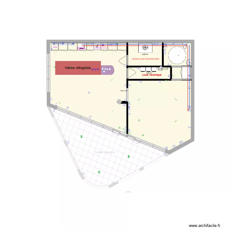Local 10. Plan de 3 pièces et 86 m²