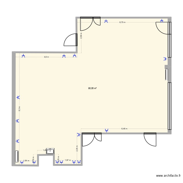 labo E1 walid prise. Plan de 1 pièce et 95 m2