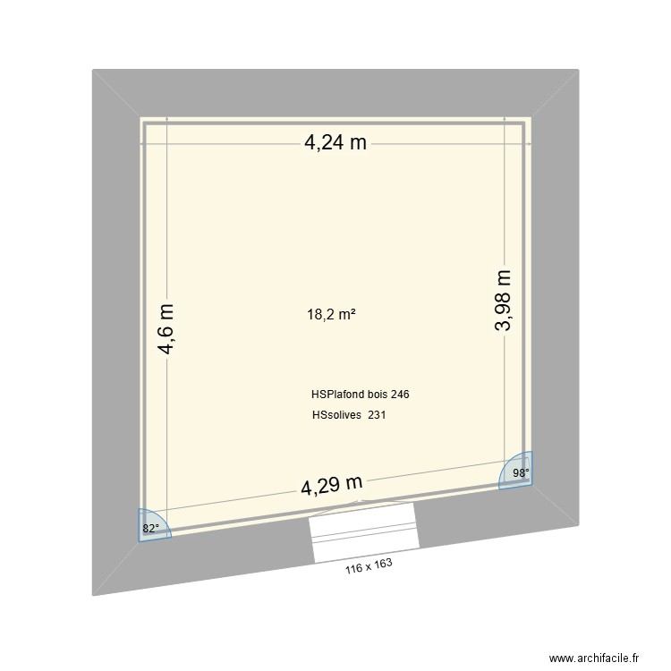 EDL  R+1 (future chambre). Plan de 1 pièce et 18 m2