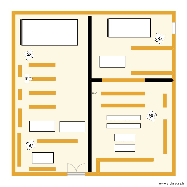 entreprise. Plan de 1 pièce et 145 m2