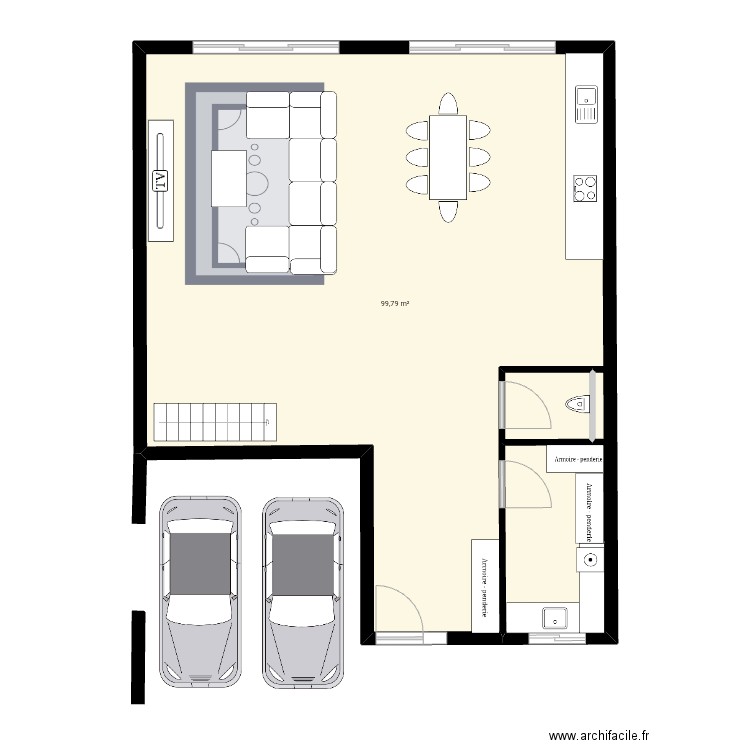 Maison. Plan de 1 pièce et 100 m2