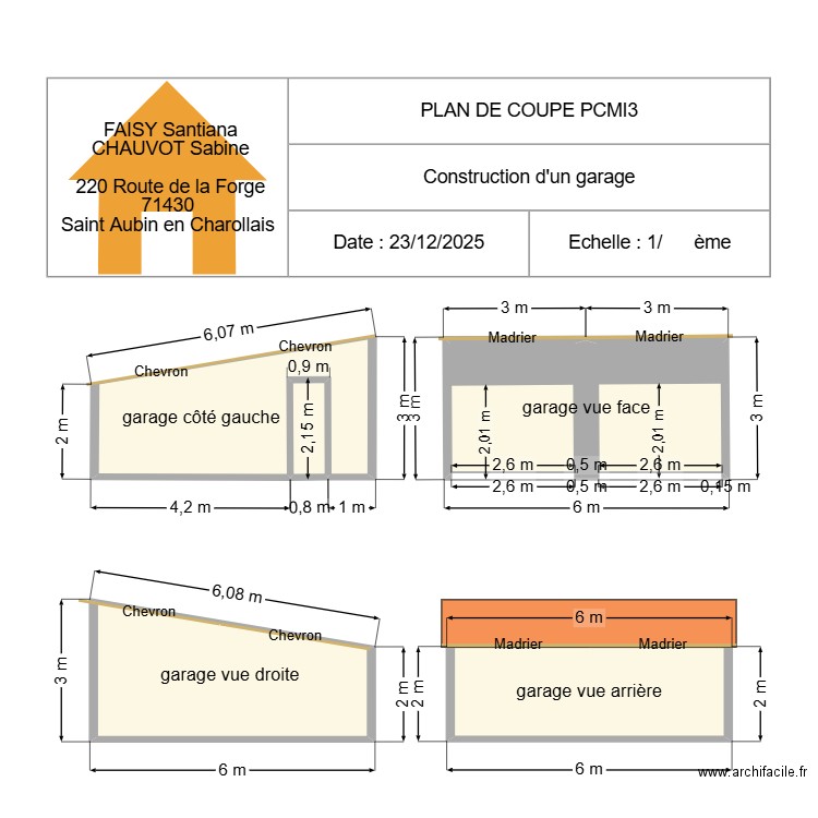 plan de coupe 2,5. Plan de 5 pièces et 51 m2