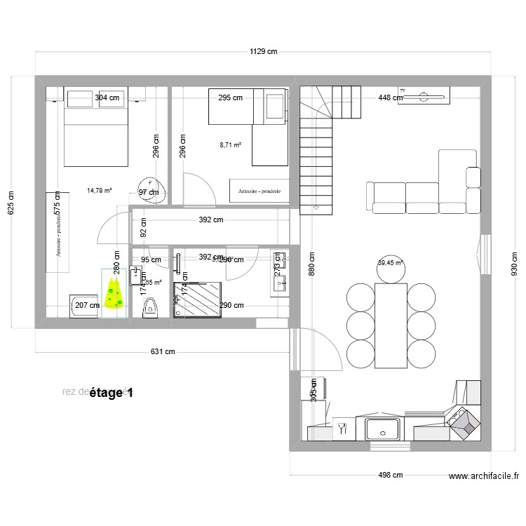 gite rosey version 1. Plan de 13 pièces et 161 m2