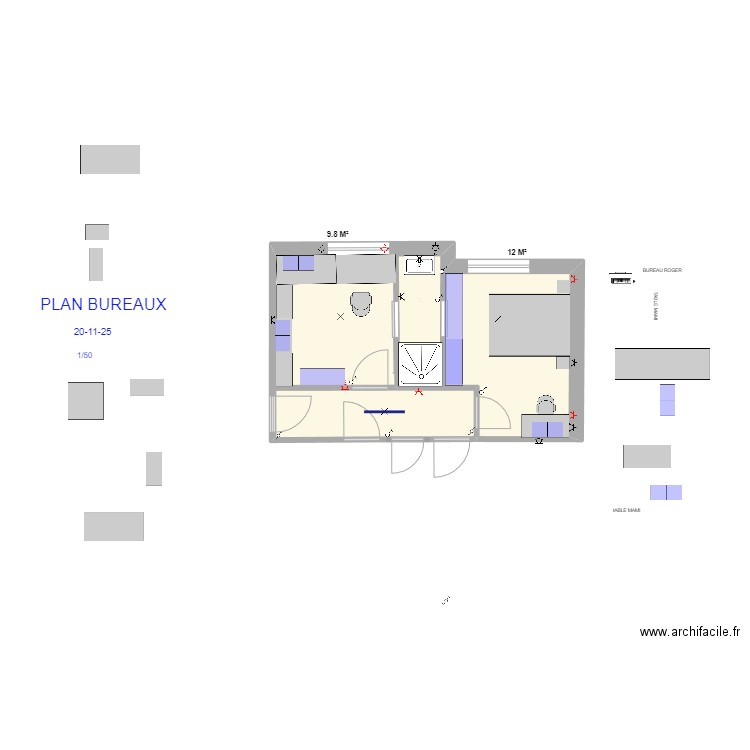 PLAN BUREAUX (3) 19-11-25  -  1-50. Plan de 1 pièce et 32 m2