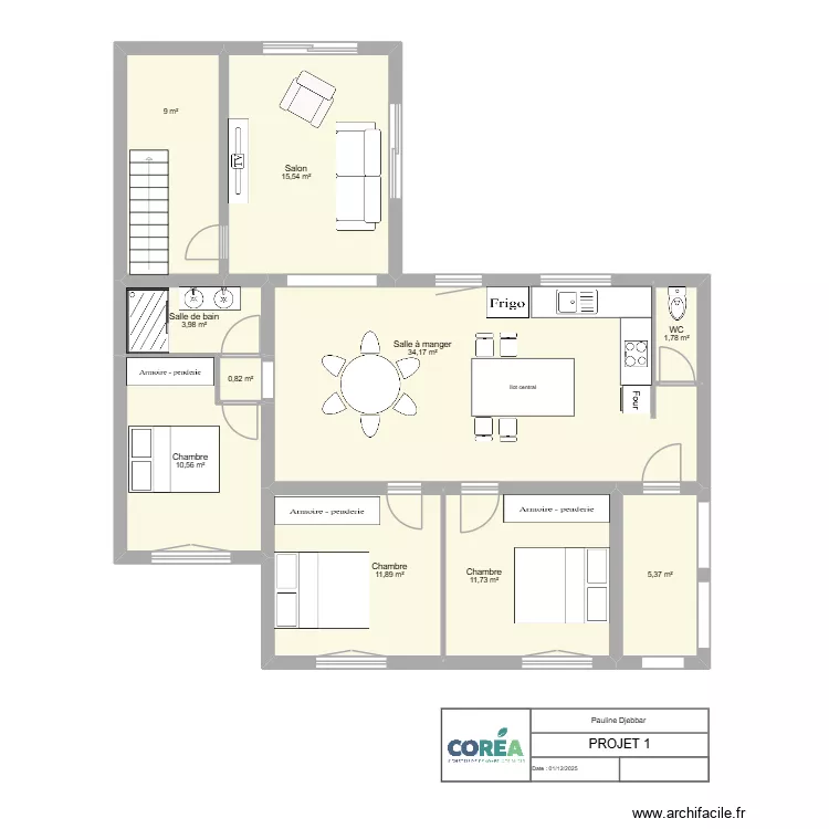 DJEBBAR FROUZINS PROJET 1. Plan de 10  et 105 m²