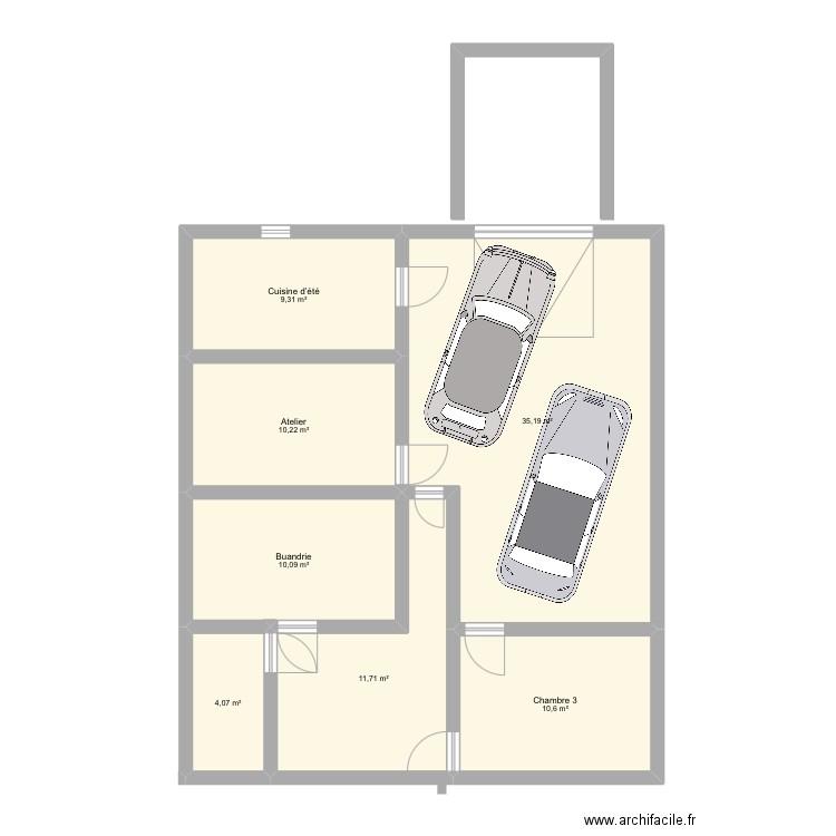 Garage. Plan de 7 pièces et 91 m2