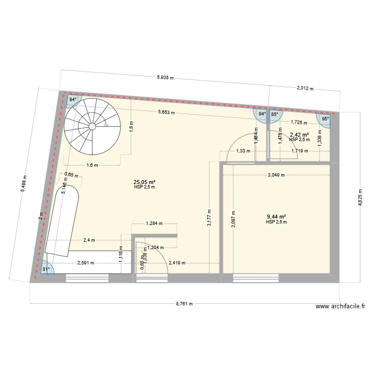 project n 1. Plan de 3 pièces et 37 m2