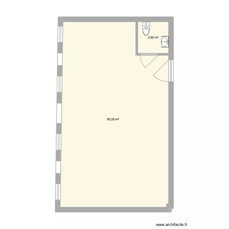 CAZAM LAYMOUNE. Plan de 2 pièces et 53 m²