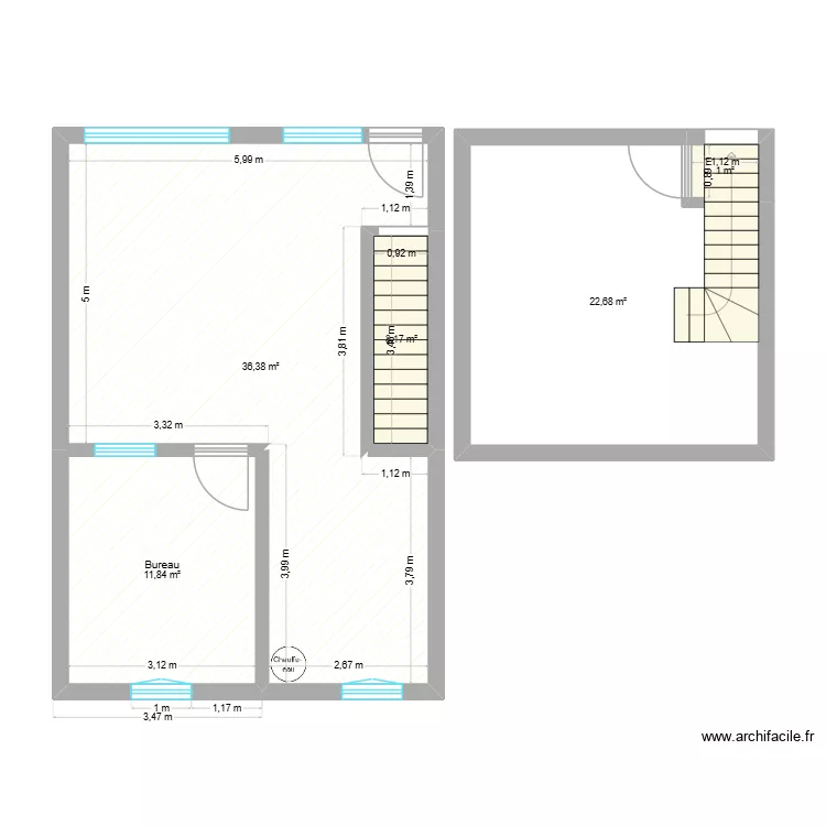 Local Commercial. Plan de 5  et 75 m²