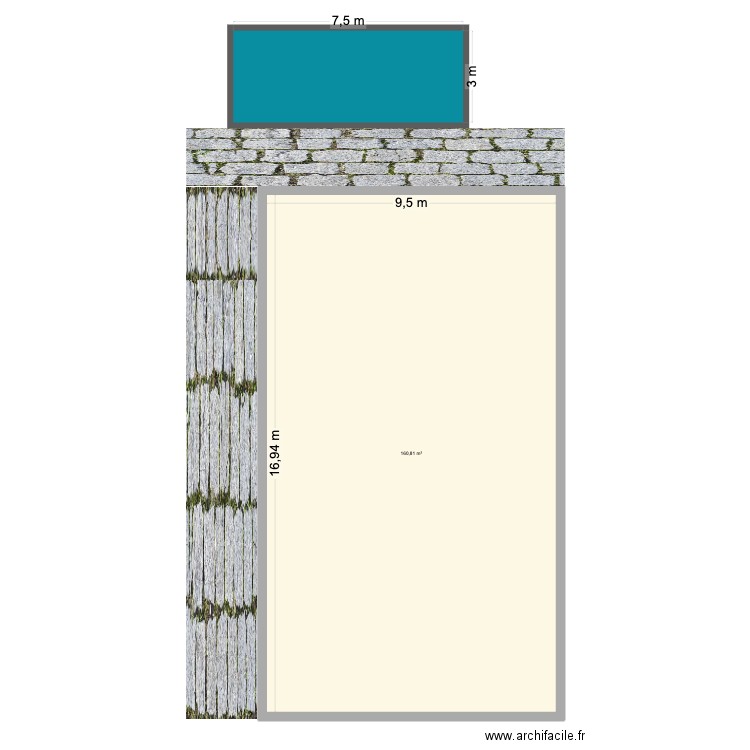 Plan piscine. Plan de 1 pièce et 161 m2