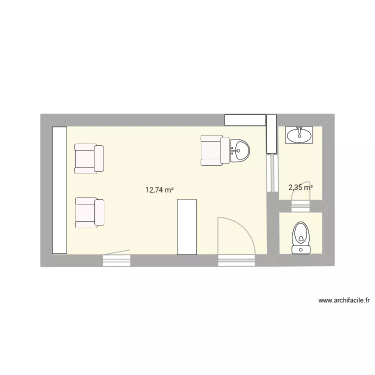 Salon de coiffure. Plan de 2 et 15 m² Salon de coiffure. Plan de 2 et 15 m²