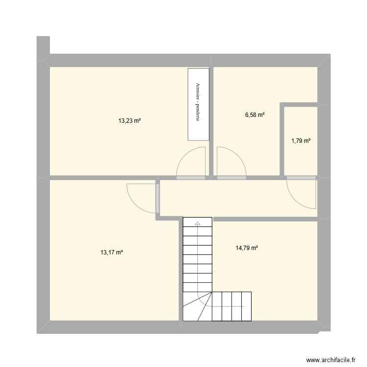 Etage enfant 2. Plan de 5 pièces et 50 m2