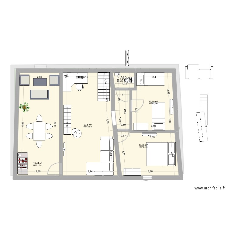 Neffies V7. Plan de 14 pièces et 213 m2