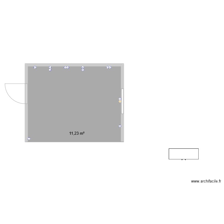 dede. Plan de 1 pièce et 11 m2