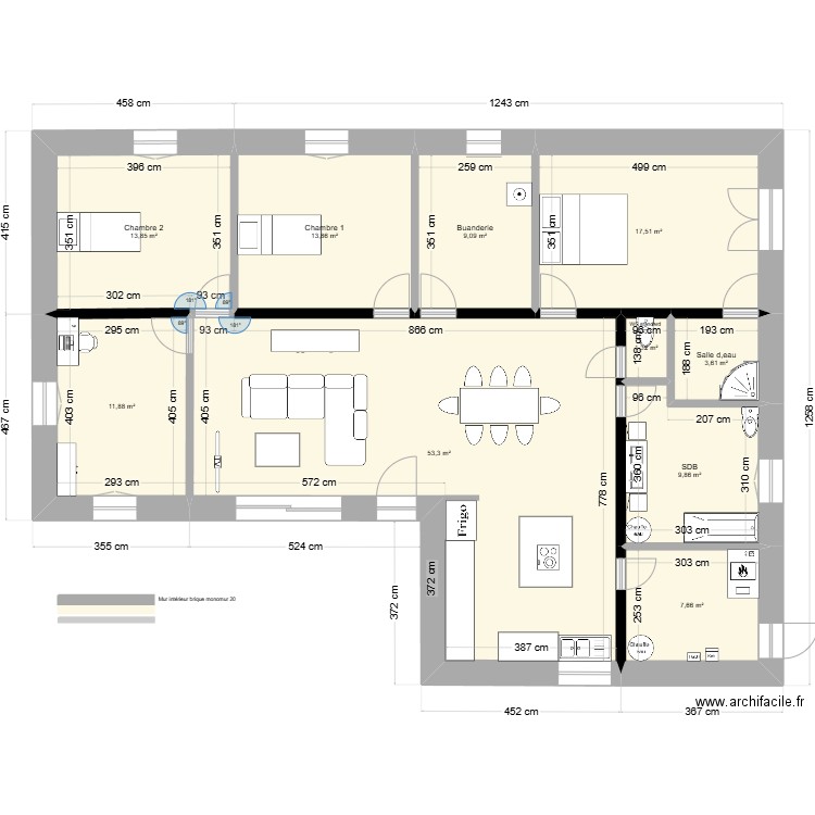 messincourt L2. Plan de 10 pièces et 142 m2