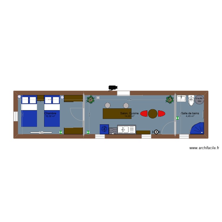 Techno vff. Plan de 3 pièces et 29 m2