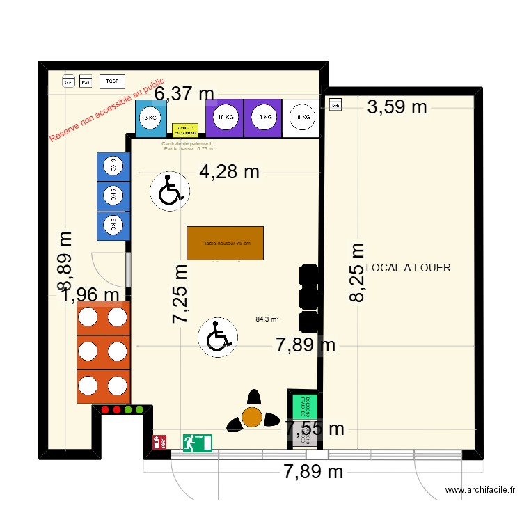 LAVERIE BEGUEY APRES. Plan de 1 pièce et 84 m2