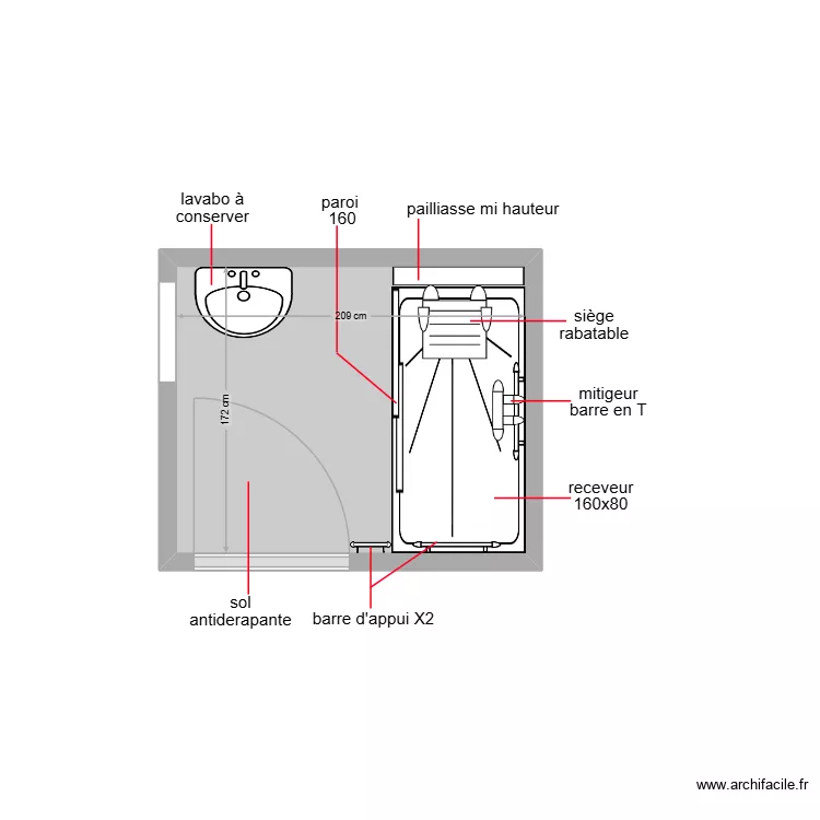 LARGET. Plan de 1  et 4 m²