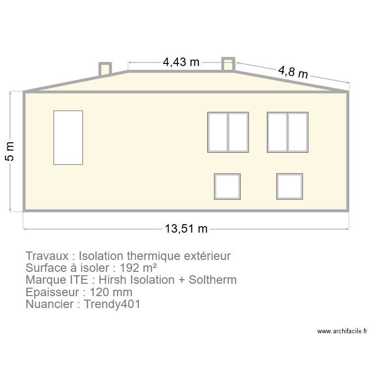Rougier Sébastien - ITE facade. Plan de 4 pièces et 72 m2