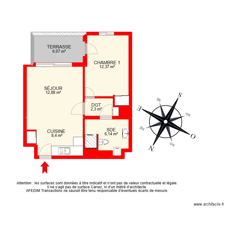 BI 29022. Plan de 13 pièces et 64 m2