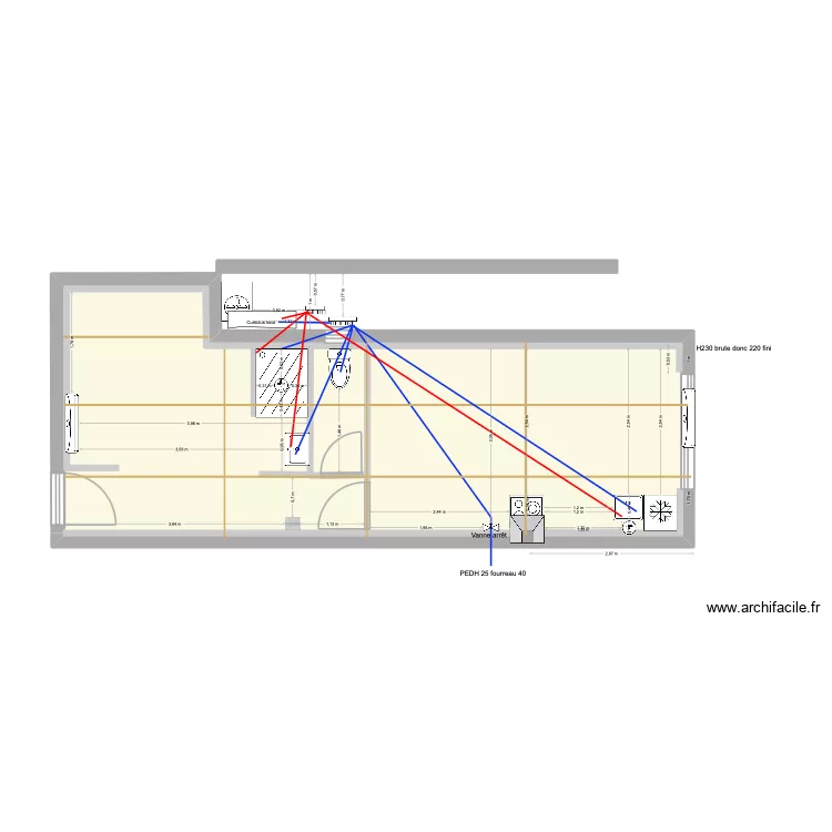 EAUX. Plan de 2  et 36 m²