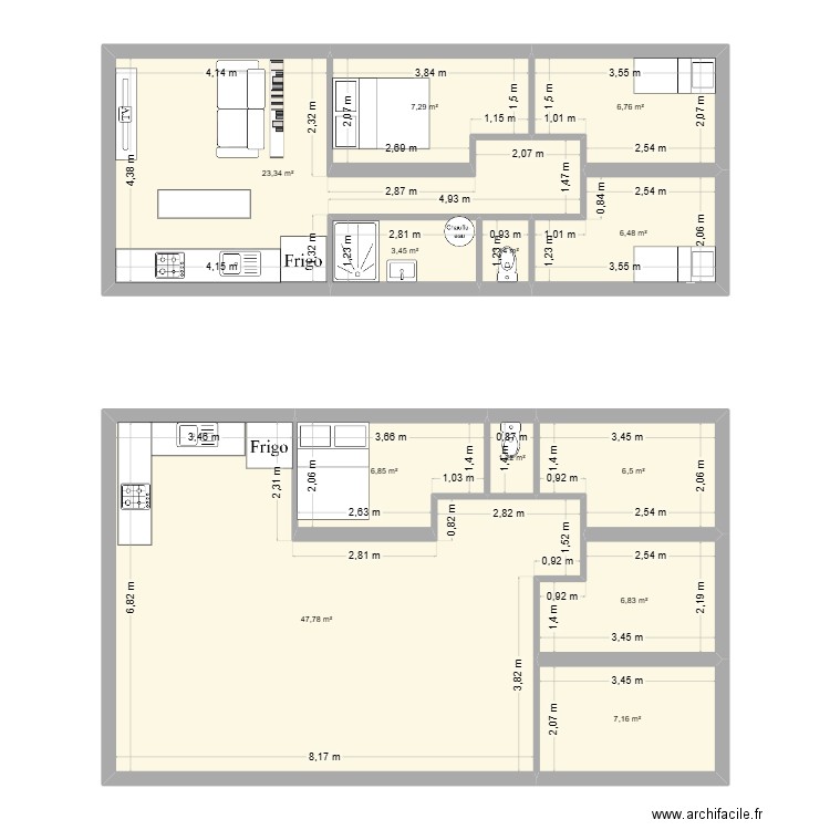 clo. Plan de 12 pièces et 125 m2