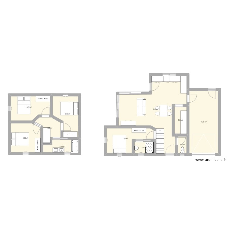 essai 2. Plan de 11 pièces et 107 m2
