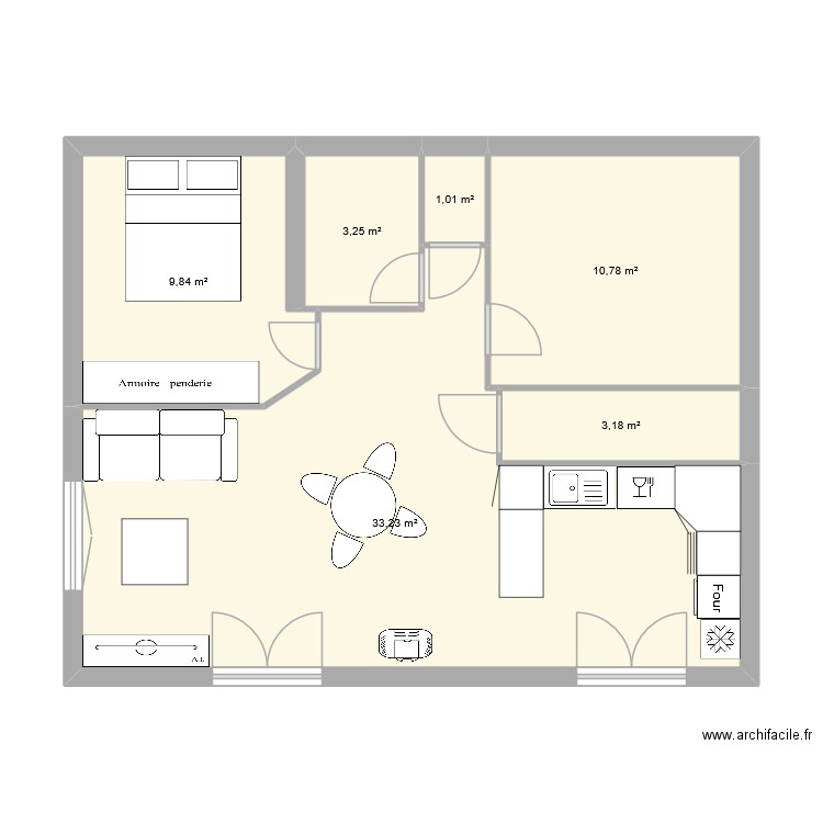 maison. Plan de 6 pièces et 61 m2