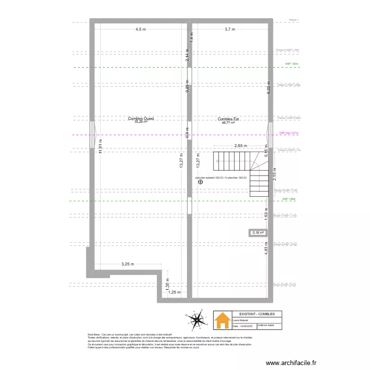 Viuz- Combles - Existant. Plan de 