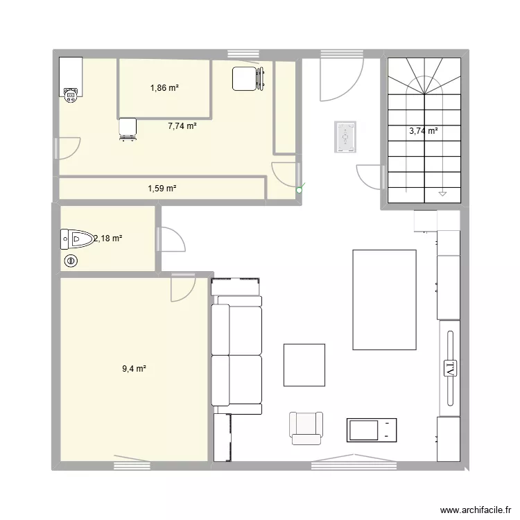 Maisonn. Plan de 6  et 27 m²