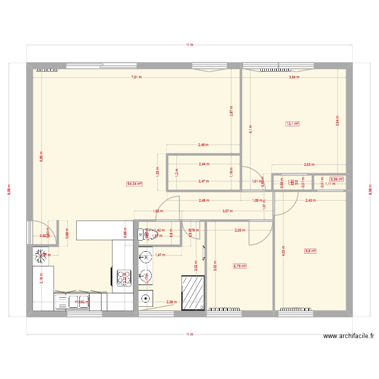 plan 2. Plan de 5 pièces et 85 m2