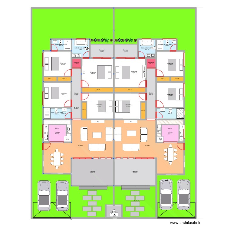 Plan EECI Kone DABOU VF. Plan de 40 pièces et 568 m2