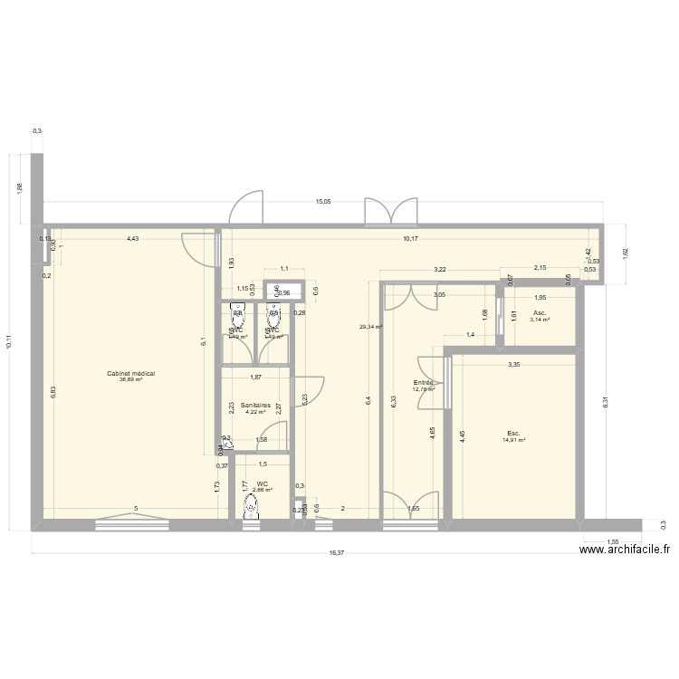 Cabinet médical Annot. Plan de 12 pièces et 107 m2