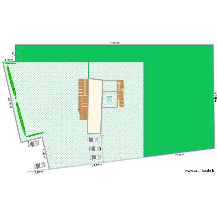 extérieur. Plan de 3 pièces et 2806 m2