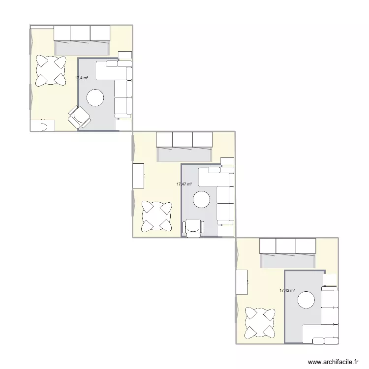 NEUILLY. Plan de 3  et 52 m²