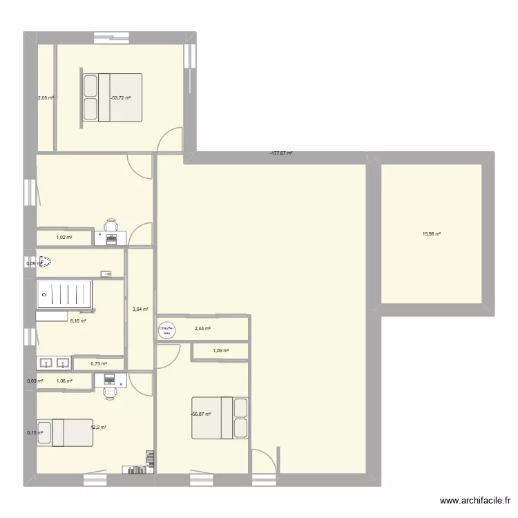 lmaison2. Plan de 16  et 77 m²
