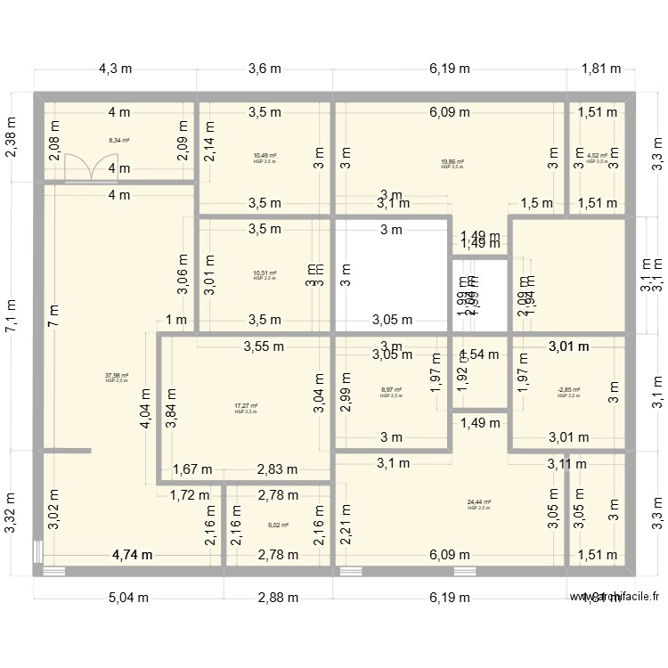 gs maison. Plan de 13 pièces et 144 m2