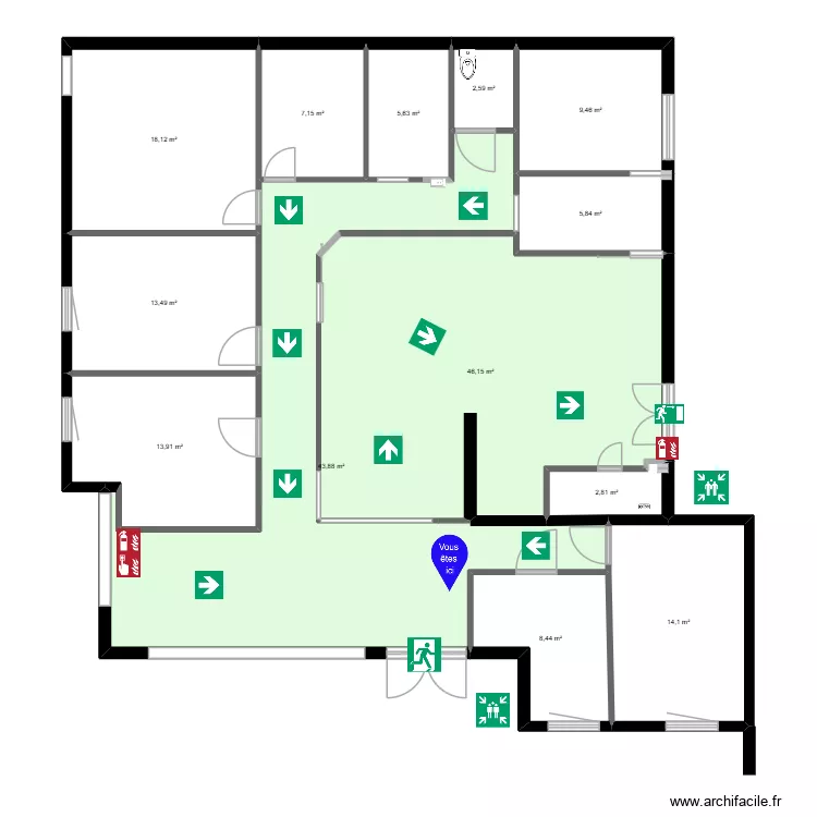 cab. Plan de 13  et 192 m²