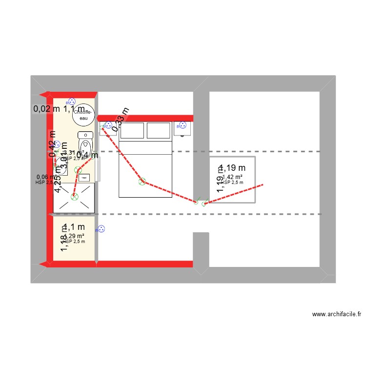 Meunier. Plan de 6 pièces et 7 m2