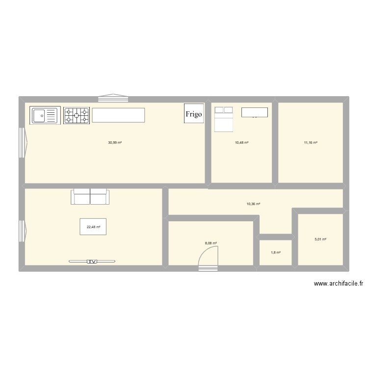 Dave 1ZF44444 QFD. Plan de 8 pièces et 100 m2