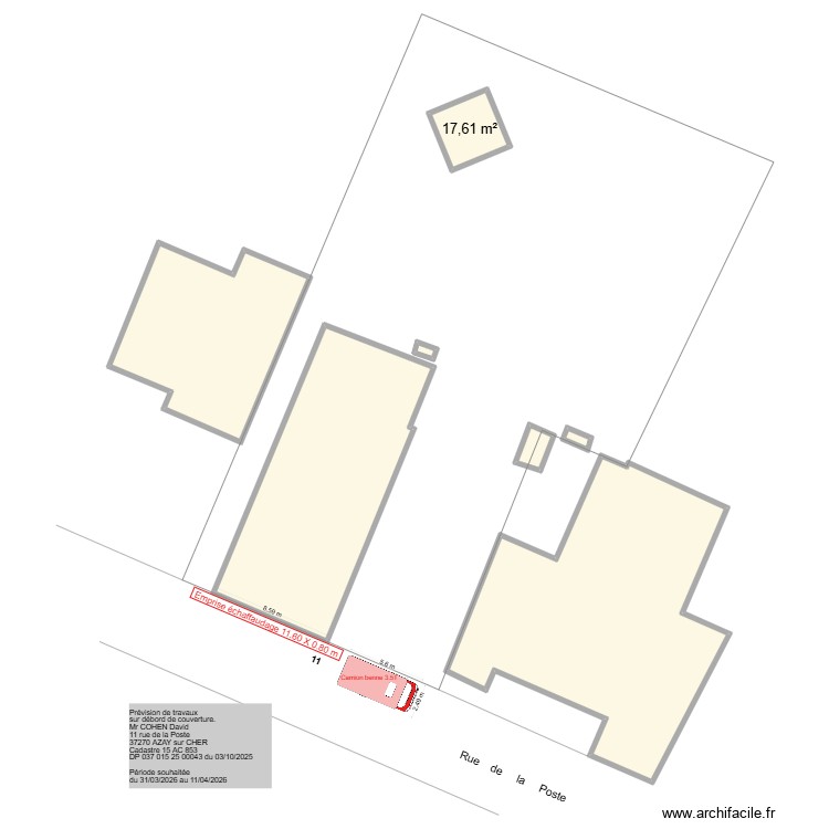 Travaux de couverture Cohen &agrave; Azay sur Cher. Plan de 0 pièce et 0 m2
