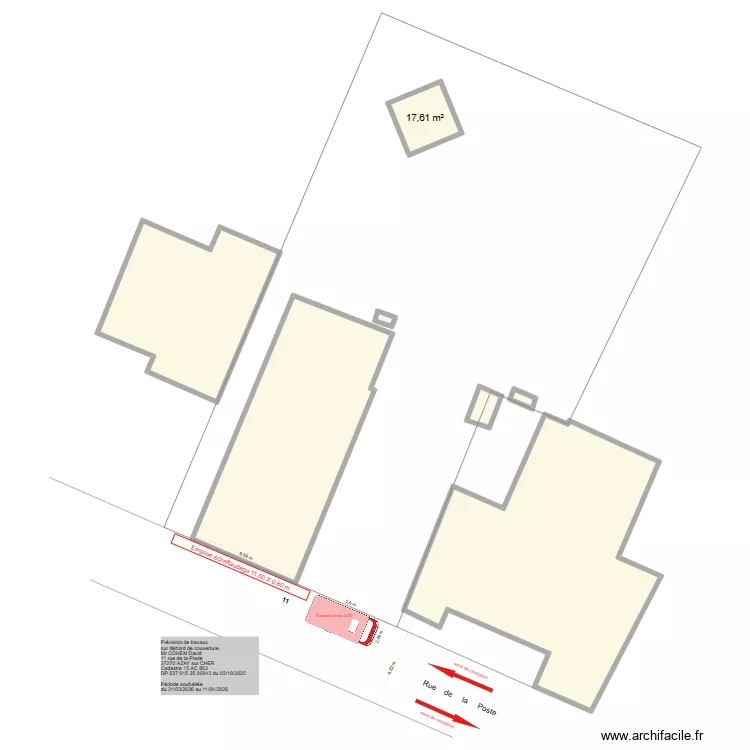 Travaux de couverture Cohen &agrave; Azay sur Cher. Plan de 7  et 561 m²