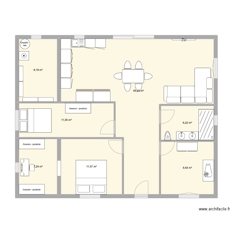 AMBARES. Plan de 7 pièces et 99 m2