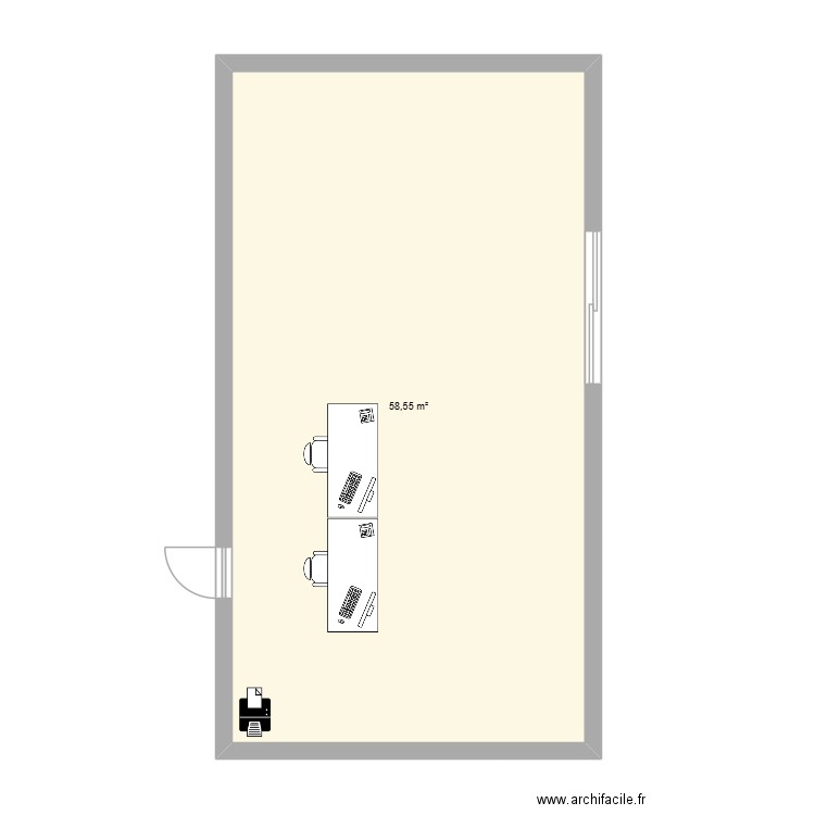 Idee RK pour shop. Plan de 1 pièce et 59 m2