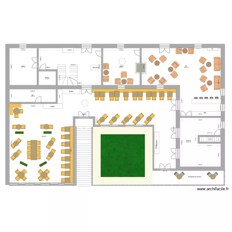 Saint exup&egrave;re restaurant. Plan de 9  et 393 m²