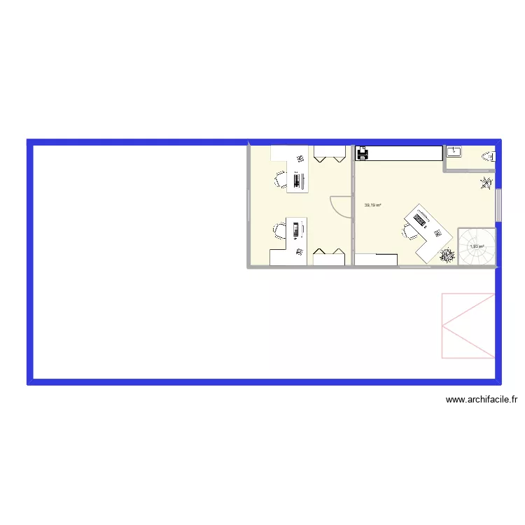 locaux sorac rdc. Plan de 4  et 83 m²