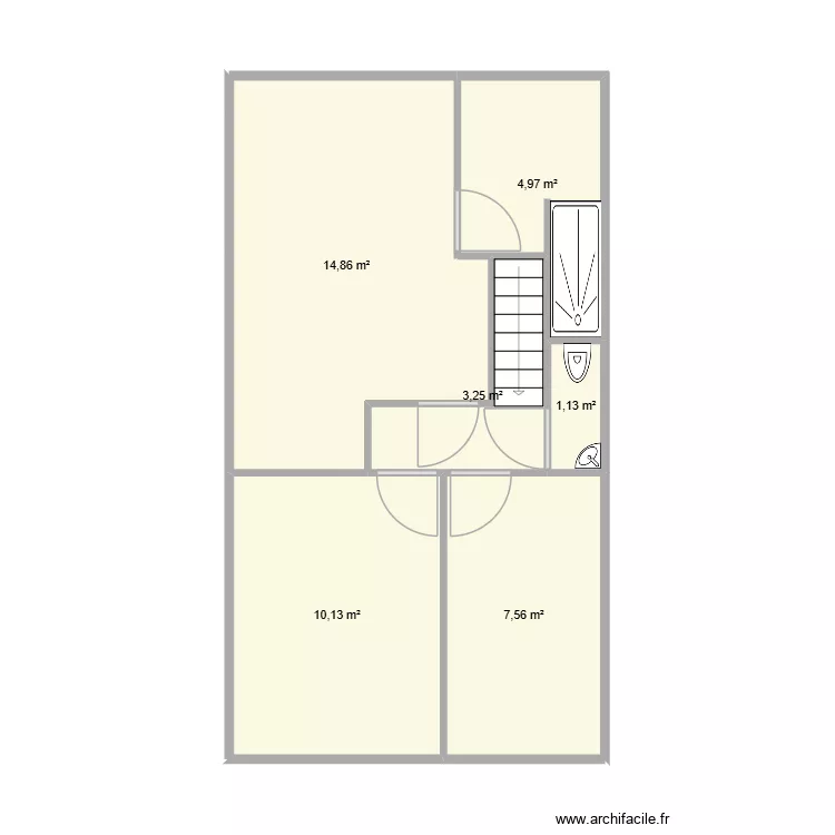 Etage T&eacute;o r&eacute;no V3. Plan de 6  et 42 m²